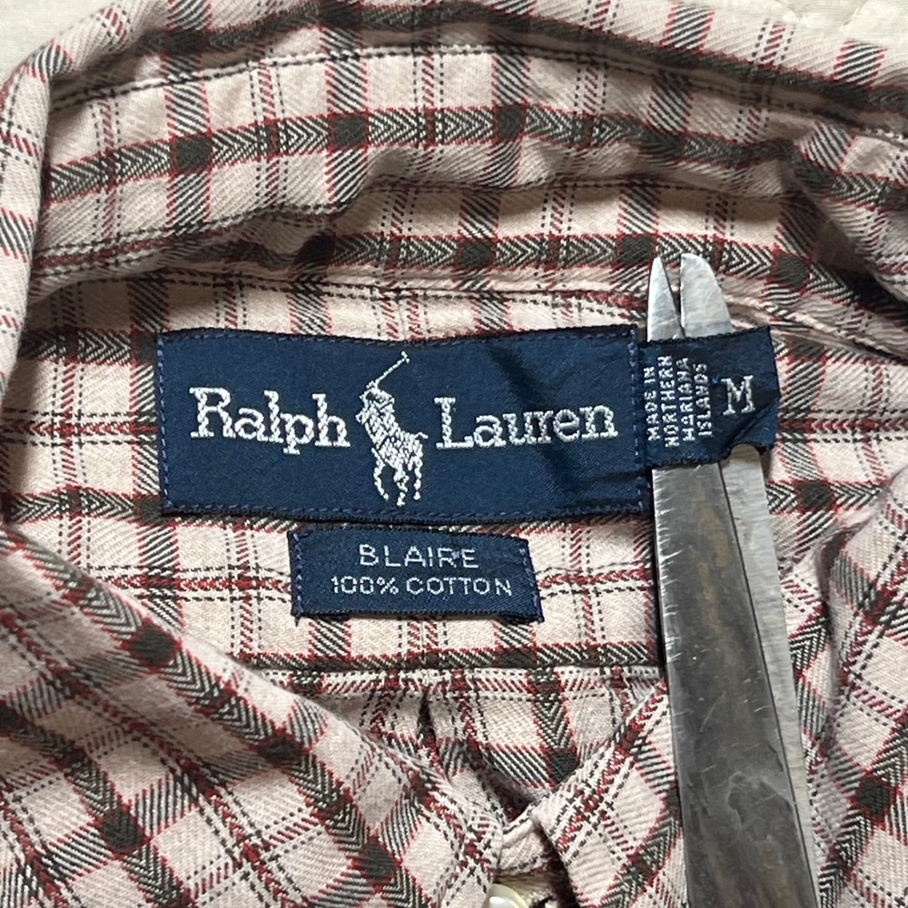 Ralph Lauren Mens Blaire Button Down Shirt Plaid L/S 100% Cotton Size M *FLAW - Picture 4 of 9
